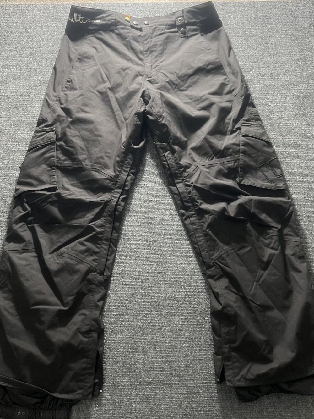 Burton The White Collection Snowboard Ski Pants Mens Large Black Cargo Lined